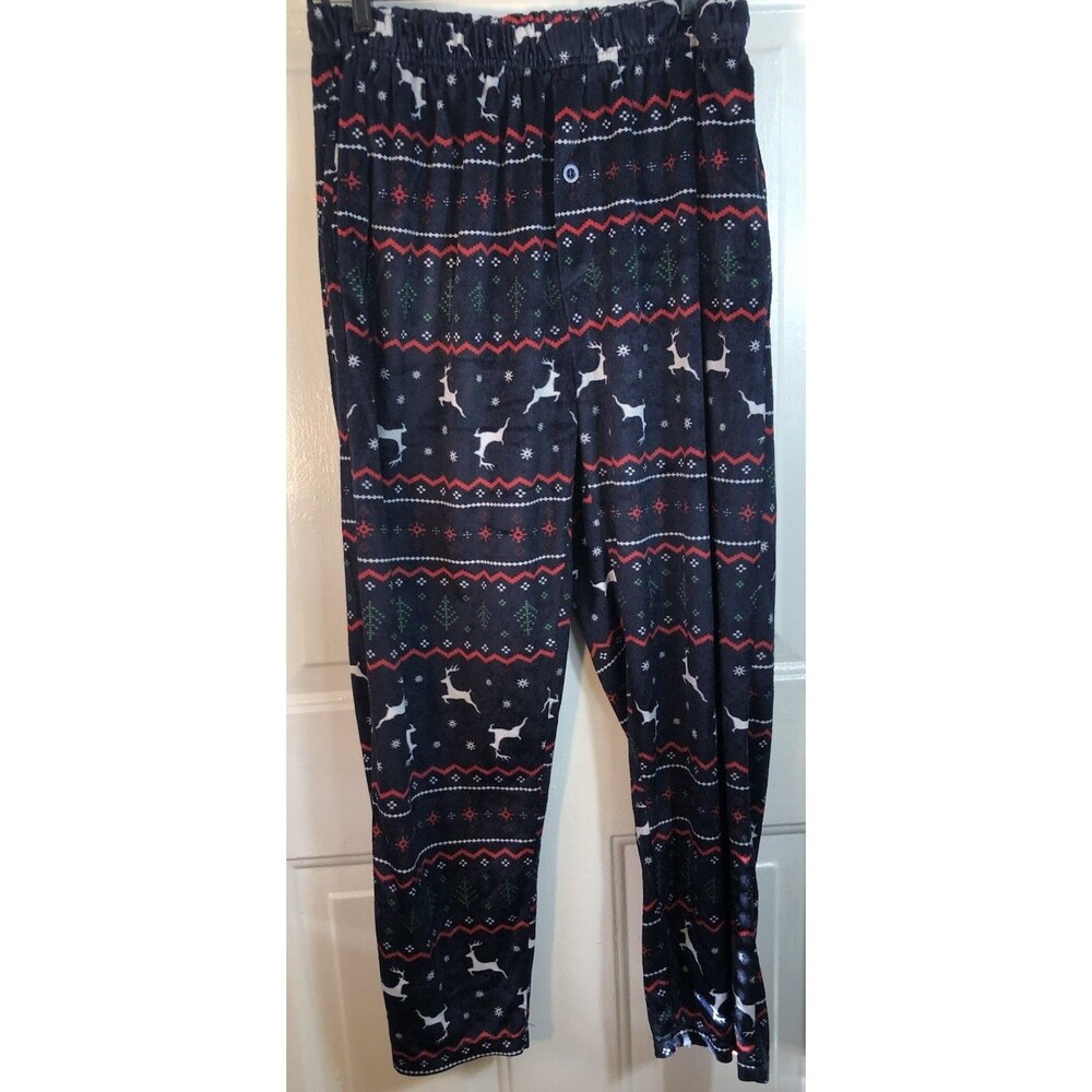 NORTH 15 MEN'S PREMIUM QUALITY PJ Pants Pajama Bottoms SIZE L VELOUR Christmas